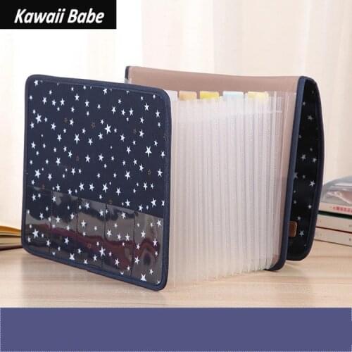 A4 File Documents Folders Large-capacity File Bag 12 Pockets Portable Filing Cabinet Expandable Briefcase Office Accessories
