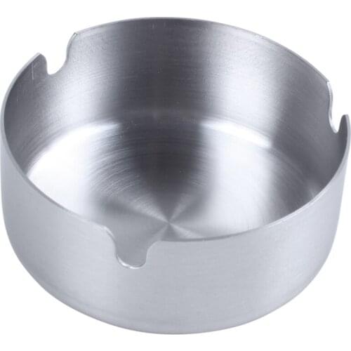 WSFS Hot Stainless Steel Round Cigarette Ashtray 8cm Dia Silver Tone