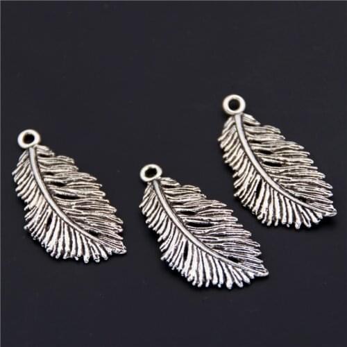 10PCS Silver Color Leaves Feather Shape Pendant Handmade Hanging Crafts For DIY Jewelry Choker Necklace A2428