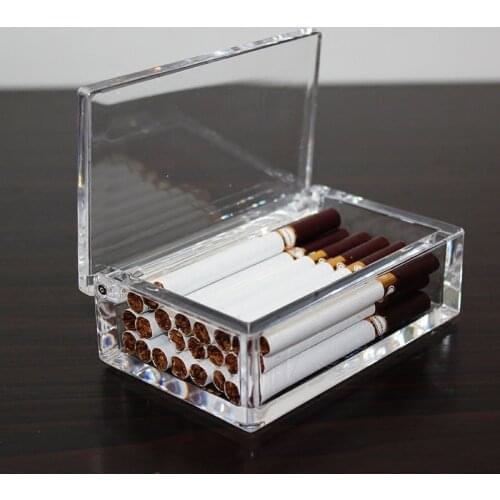 20 cigarettes transparent acrylic cigarette case Mens Hotel Desktop Flip Dustproof Moisture-proof business card Cotton swab box