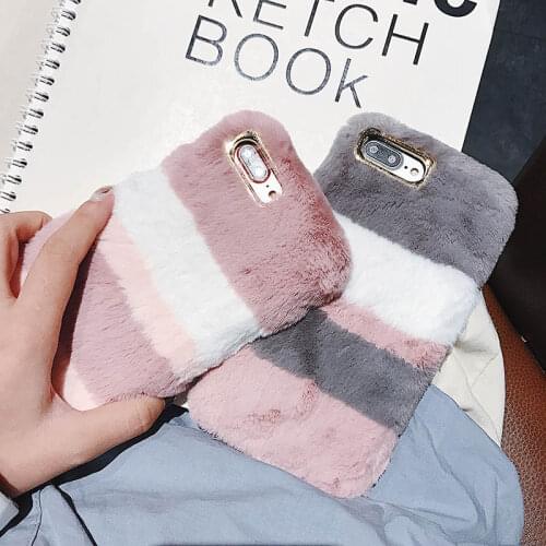 Luxury Warm Fluffy Phone Case For iPhone 12 11 13 Pro Max X XS MAX XR SE 2020 8 7 6 6S Plus 4 5 5S 5C Pink Plush Soft Back Cover
