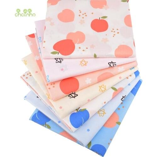 Chainho,Cute Peach Pattern Series,Printed Twill Cotton Fabric, For DIY Sewing Quilting Baby &Childrens Bedclothes Material