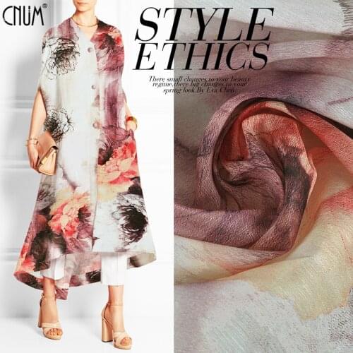 CNUM SL067 Silk Linen/Peony,Sketching/Silk Fabric 30% Silk 70% Linen/ Width 1.48yd Thickness 15mm