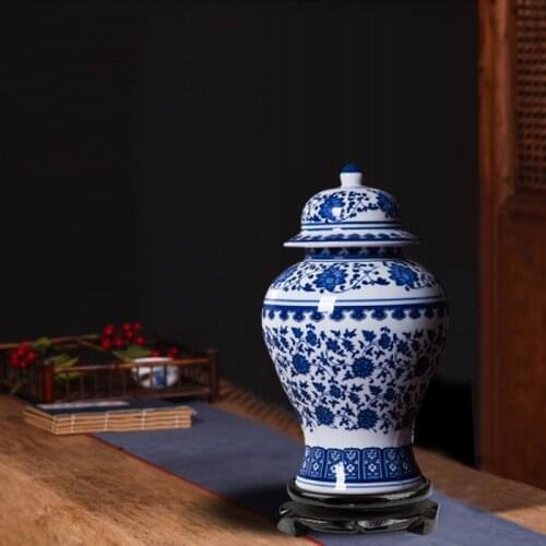 Blue and White Porcelain Ginger Jars Storage container antique decorative crafts Jingdezhen ceramics crafts