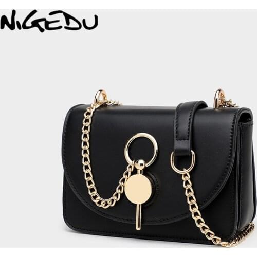NIGEDU Women chain Sling bag Designer messenger bag for ladies Crossbody shoulder bag 2020 new PU leather purses yellow bolsa