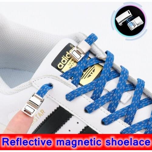 Reflective Magnetic Shoelaces for Sneakers Elastic Laces without ties Quick Shoe lace Kids Adult No Tie Shoe laces Rubber Bands