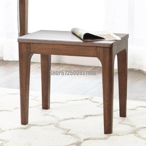 All Solid Wood Dressing Stool Black Walnut Small Family Square Stool Simple Modern Shoe Changing Stool