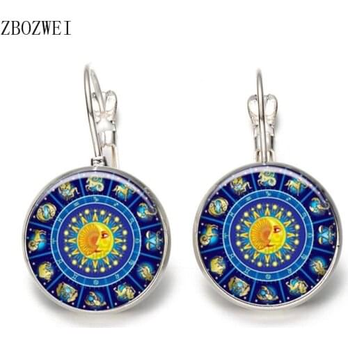 Explosive earrings Europe and the United States womens earrings earrings 12 constellation French ear hook clothing accessories