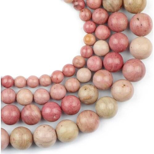 YHBZRET 6/8/10/12mm Natural Stone Spacer Beads For Jewelry Making DIY Round Loose Red Wood Grain diy Charm Bracelet accessories