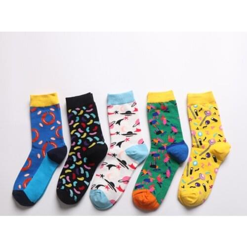 YZ-S-ZZ-0117 Balloon stars and moon Happy socks for women Fashion casual cotton socks For 2021