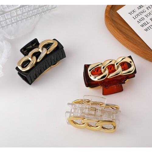 LOVOACC Chunky Cuban Chain Oversize Hair Claws Colorful Acrylic Hair Clamp Minimalist Korean Headwear for Hair Ponytail Women