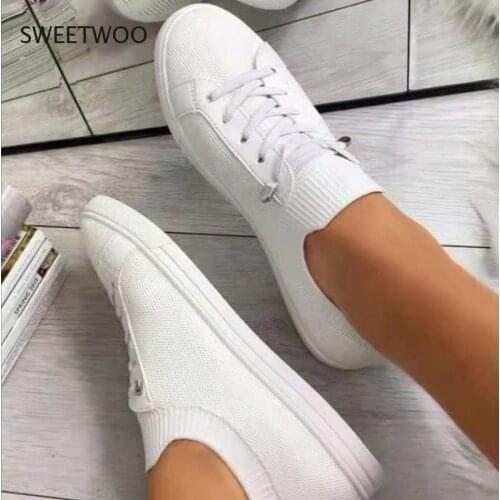 Women Knitted Knitting Sneakers Female Flats Plus Size Spring Summer Walking Shoes