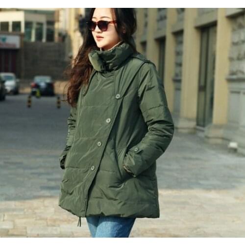 A-line Women Down Coat Jacket High Collar Style Down Coat Winter Coat Women Coat Button Design