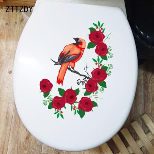 ZTTZDY 17.5×25CM Cartoon Rose Flower Branch Toilet WC Decoration Home Bedroom Wall Stickers T2-1296