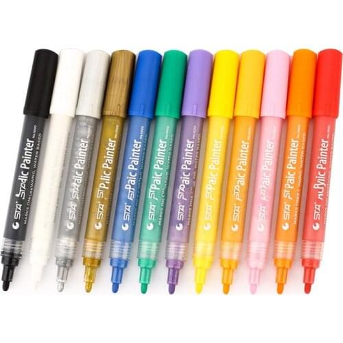 1PC 12 Colors Acrylic Waterproof Marker Pens For Paint Ceramic, Car Tire, Metal, Package Design, Gift Decoration, Glass