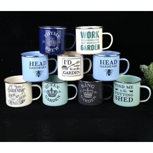 1piece Coffee Mug 500ml Enamel Cup Tea Coffee Mug Cup Enamel Drinking Cup Retro Tumbler