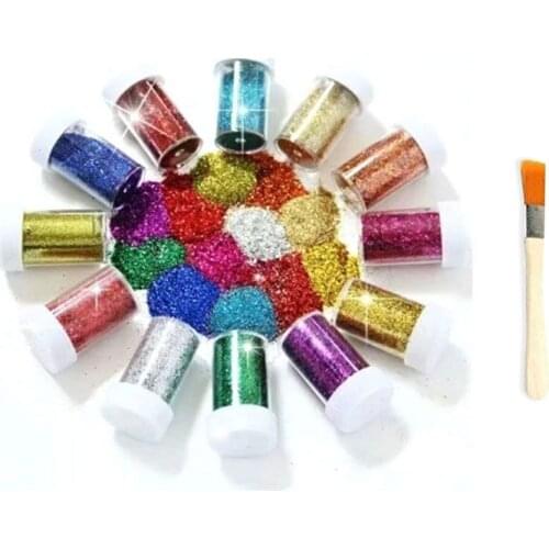 12 color/bottles handmade materials children DIY drawing art sets childrens painting colorful gold powder glitter art supplies
