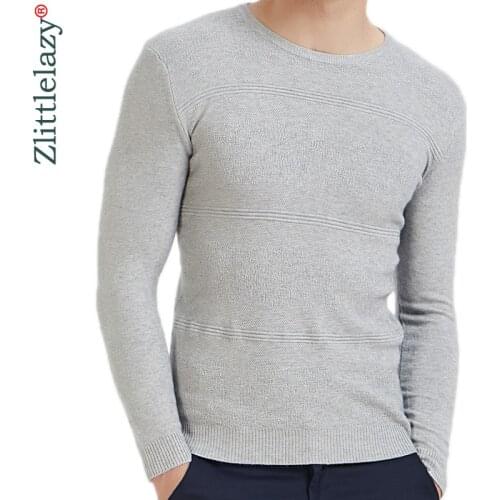 2020 Casual Slim Fit Pullover Men Sweater Solid Elastic Thin O-neck Sweaters Mens Autumn Winter Underwear Pull Knit Jersey Grey