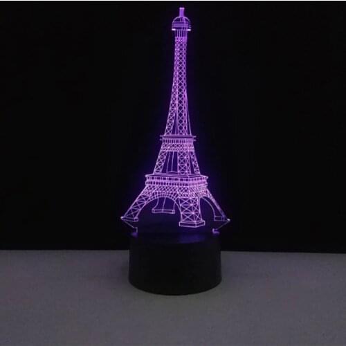 3D Colorful Table Lamps USB LED Lamp France Paris Eiffel Tower Mood Night Lights Bedroom Wedding Decoration Home Holiday Decor
