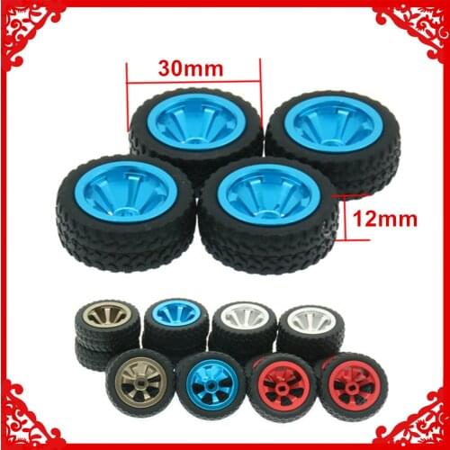 4PCS Alloy RC Tires & Wheels For Rc Hobby Model Car 1/28 Wltoy K969 K989 P929 Drift Rally Bigfoot Kyosho Mini-Z Mini-Q k989-53