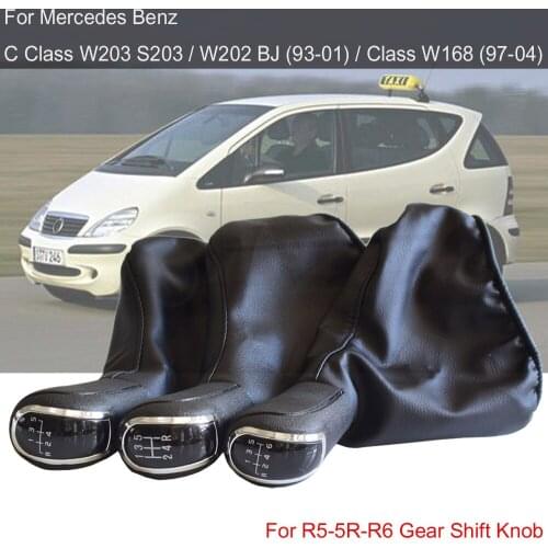 5/6 Speed Car Shift Gear Knob Complete Leather Gaiter Boot Cover For Benz A-Class W168 1997-2004 Car Styling Accessorie