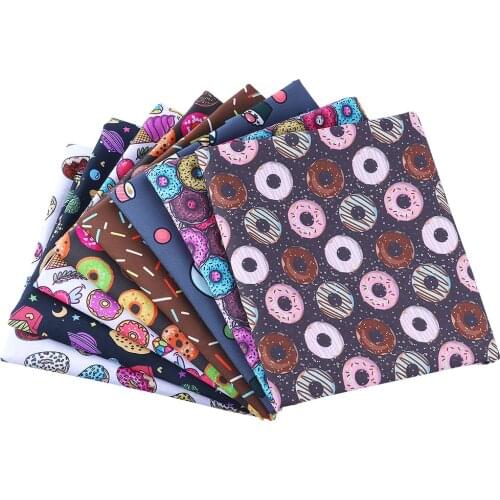 50*140CM Donuts pattern Polyester cotton Fabric Patchwor Printed for Tissue Kids Home Textile for Sewing Doll Dress Curtain