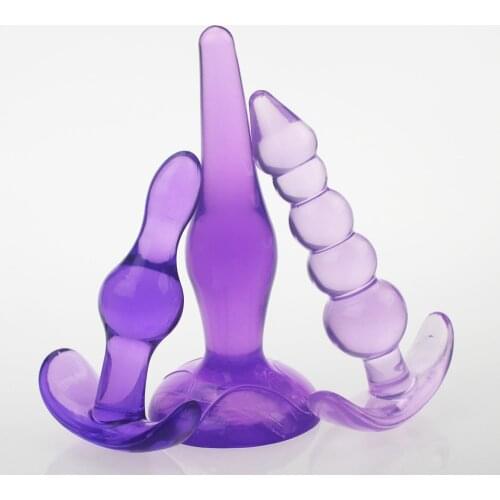 Anal Sex Toys 3pcs/set Butt Plugs Adult Products,three Style Anal Jelly Dildo Anal Toys For Sex Game