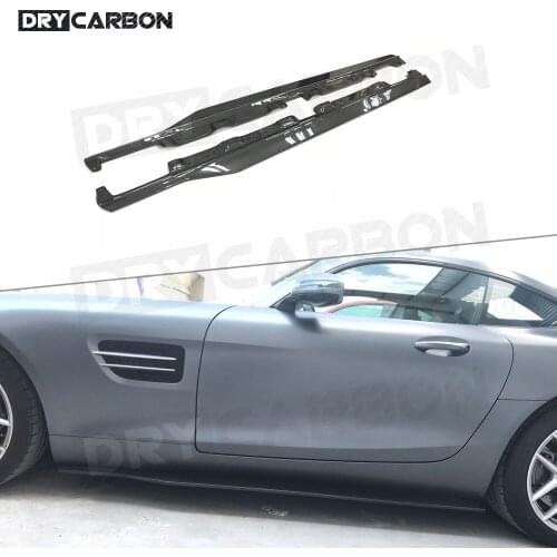 For C Class Carbon Fiber Side Skirts Lip Aprons for Mercedes Benz AMG GT AMG GTS AMG GTR Coupe 2 Door 2PCS / Set FRP