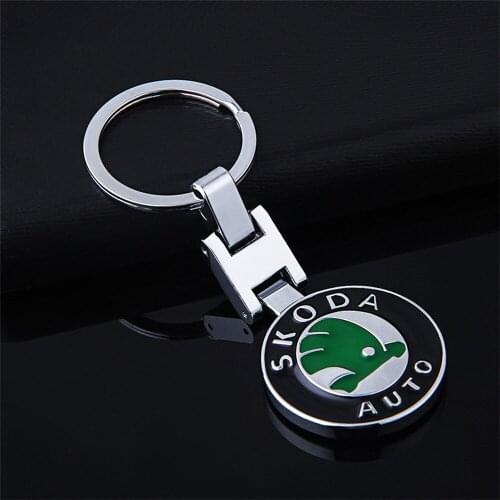 Auto Metal Chrome Keychain Keyring Key Chain for Skoda Octavia Fabia 2 1 A7 Tour RS Rapid Kodiaq Yeti Karoq Superb Kamiq Kodiak