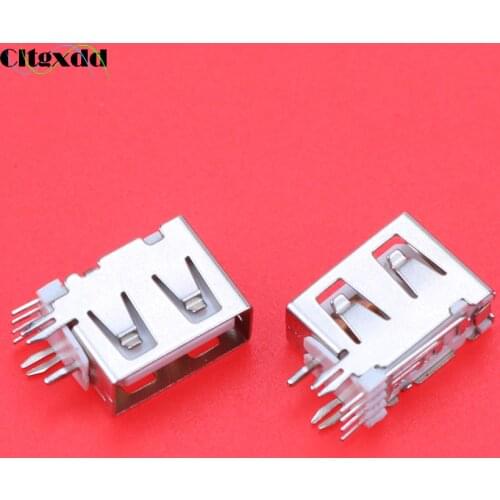 Cltgxdd 1PCS USB Type-A Female PCB Mount Socket Connector Vertical USB A Female Socket Jack Connector Flat 90 degree