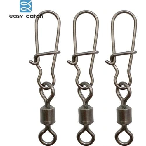 Easy Catch 35pcs Rolling Fishing Swivel With Nice Snap Black Nickle Brass Hard Fishing Lure Connector Fishing Accessories
