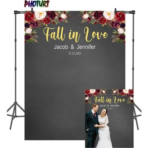 PHOTURT Pink Red Flower Photography Backdrop Wedding Bridal Shower Background 4 Choices Grey Vinyl Photo Studios Decorate Props