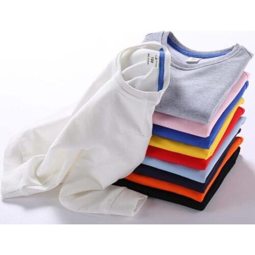 Pure cotton t shirt baby spring long sleeve O-neck bottoming clothes kids shirt for boys solid pullover jacket autumn baby boys