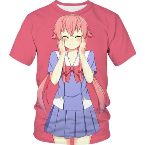 Mirai Nikki 3D Print T-Shirt The Future Diary Streetwear Men Women Anime Fashion Tshirt Boy Girl Summer Hip Hop Tee Tops Clothes