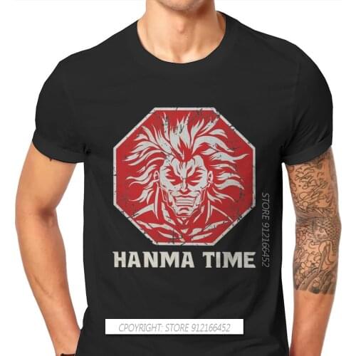 Badass Hipster TShirts Grappler Baki Hanma Yujiro Dou Manga Men Harajuku Cotton Streetwear T Shirt Crew Neck Big Size
