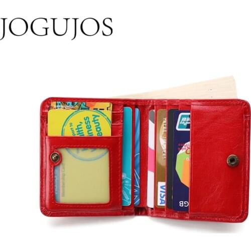 JOGUJOS Mens Women Coin Wallet Genuine Leather For Men Wallets Fashion Short Wallet Cowhide Coin Purse Money Credit Card Holder