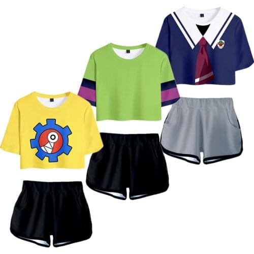 Anime SK8 The Infinity Chinen Miya Langa Hasegawa Cosplay Peripheral Shirt Shorts Girls 3D Print Summer Sexy Navel Exposed Suit