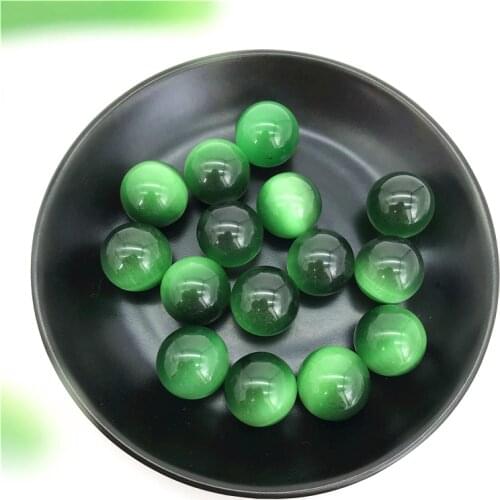 Beautiful Green Cat Eye Stone Ball Blue Cryustal Sphere Balls Crystal Gemstone Healing Stones Gifts Natural Stones and Minerals