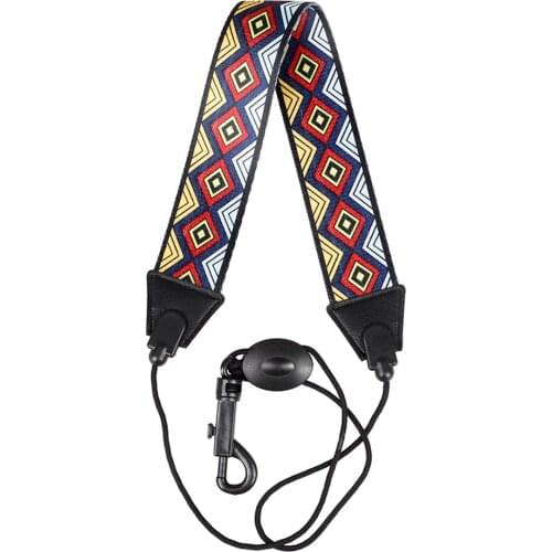 Edged Diamond Pattern Polyester Saxophone Neck Strap Colorful Shoulder Strap for Alto / Soprano / Tenor Saxophone
