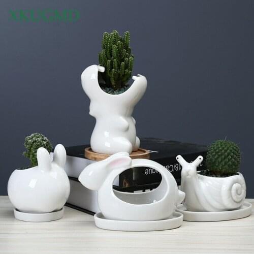 Creative Ceramic Cartoon Personality Cute Vase Decoration Office Living Room Succulent Flower Pot Home Decorat Ornaments