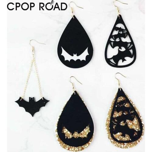 Cool Halloween Earrings for Women Girl Black Batter Pendant Dangle Earrings Hot Sale Party Jewelry Accessories Gift Wholesale