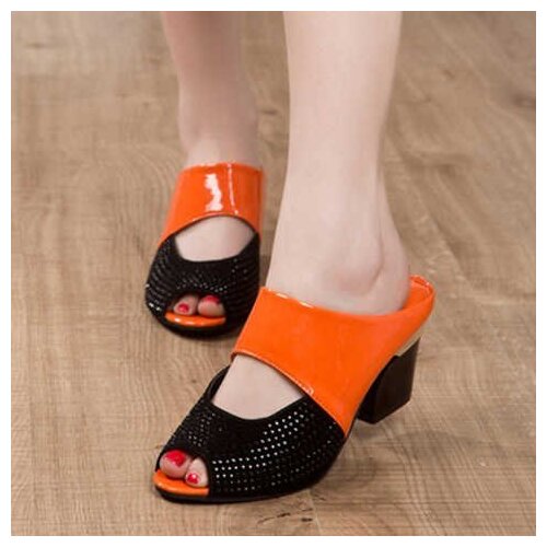 Summer sandals for women Ladies Women Sandals Mixed Colors Square High Heels Slipper Fish Mouth Shoes