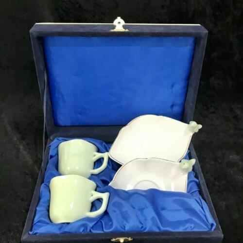4 piece Coffee Cup Pad Cup White Plate White Sculpture Bird To Work Misafirlik Special Boxed