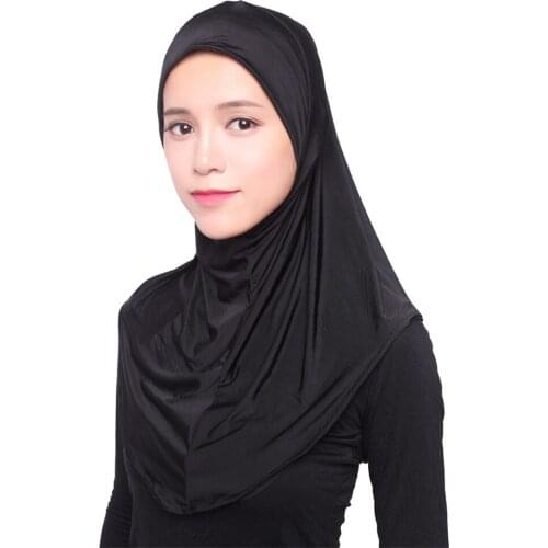 Muslim Women Inner Hijab Headscarf Cap Islamic Full Cover Islamic Hat Long Turban Tie Head Wrap Muslim Sets ice silk hijab Scarf