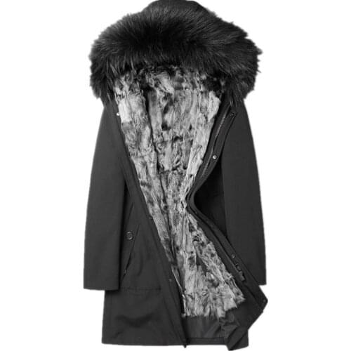 Real Fur Coat Mens Winter Jacket Natural Wool Fur Liner Parka Men Raccoon Fur Collar Warm Parkas Plus Size Veste Homme MY1851