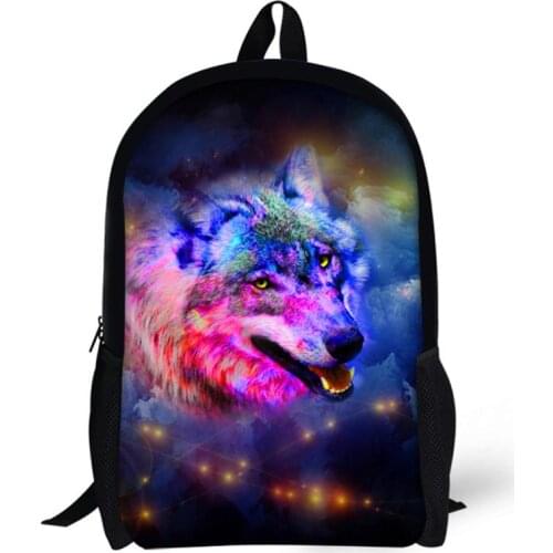 Wolf theme Custom Pattern Men Women Backpack Leisure Sports Backpack mochila feminina Lightweight Students School Bag Rucksack