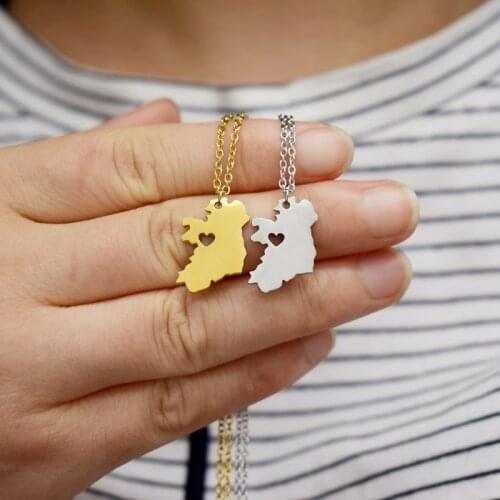 Stainless Steel Ireland Necklace Pendants I Love Ireland Necklace Choker Irish Pride Necklace Ireland Map Necklace Jewelry