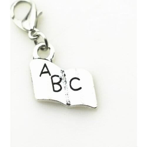 New Arrival 20pcs/lot Silver ABC Book Dangle Charms Hanging Lobster Clasp DIY Bangles&Bracelets Necklace Pendant Jewelery