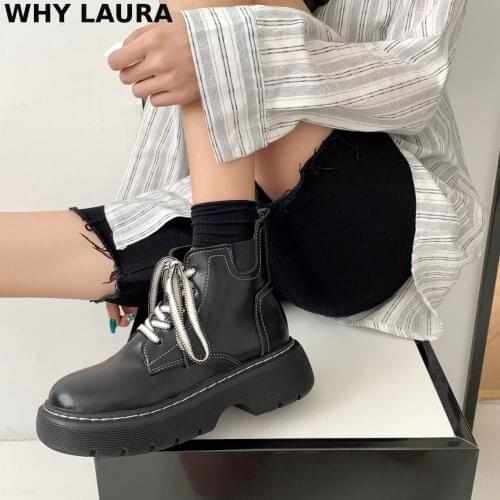 Shoes womens boots round head thick soles comfortable for womens spring and summer womens fashion boots womens Martens