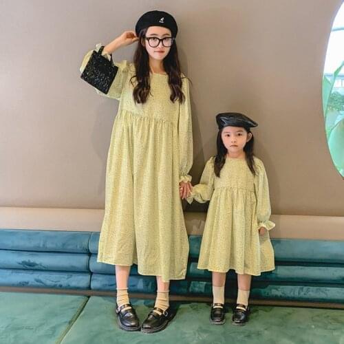 Parent-child wear 2020 autumn new products sweet girl floral dress middle and child long sleeve mother and daughter princess dre